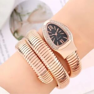 Serpenti Rose Gold Snake Black Dial Wrap Watch